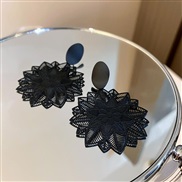 ( black)silver Korea exaggerating black flowers earrings earring super woman temperament arring woman