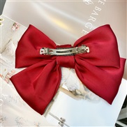 (Ligh  BurgundySpring clip )exaggerating big Double layer bow hair clip  Korean style  handmade head