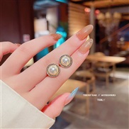 (Agold )silver Korean style flowers Pearl earrings woman same style brief temperament ear stud arring