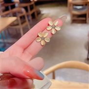 (Agold )silver Korean style flowers Pearl earrings woman same style brief temperament ear stud arring