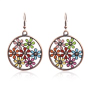 (HQEF  )  Alloy set earrings  drop enamel noble wind geometry earring