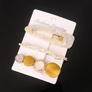 ( yellowSuit )fashion Korean style Word Pearl hair clip set woman geometry head