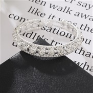 ( Silver)occidental style elasticity opening bangle Rhinestone Pearl multilayer bangle twining more row Pearl Rhinestone