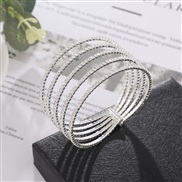 ( Silver)  bride Rhinestone Pearl multilayer bangle twining more row Pearl Rhinestone bracelet