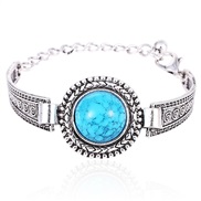 ( Bracelet)occidental style Round turquoise bracelet retro Alloy carving bangle ethnic style woman