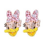 occidental style  cartoon big exaggerating retro mosaic ear stud woman