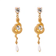 ( white) occidental style  retro snake embed zircon fashion creative Alloy ear stud woman