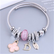 occidental style fashion  Metal all-Purpose four leaf D Word more elements pendant accessories temperament bangle