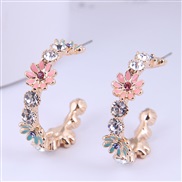 fine Korean style fashion Metal sweetOL chrysanthemum flash diamond temperament ear stud