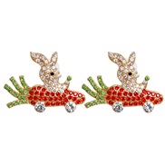 ( orange)occidental style creative fashion personality lovely samll ear stud Alloy fully-jewelled samll animal earrings