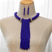 ( blue)beads tassel necklace sweater chain exaggerating Africa customs necklace ecklace