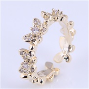 Korean style fashion bronze embed Zirconium temperament opening ring