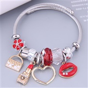 occidental style fashion  Metal all-Purpose bag love lips more elements pendant accessories temperament bangle