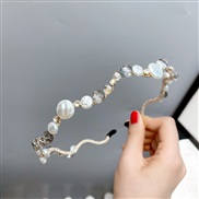 (grey ) Headband woman temperament fashion Korea wave Headband retro Pearl leaves head