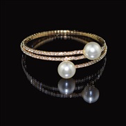 ( Gold)occidental style fashion multilayer Pearl diamond twining bracelet woman Korean style bride Pearl bangle