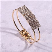 ( Gold)occidental style  brief square bride Rhinestone bangle  noble multilayer zircon fully-jewelled bracelet