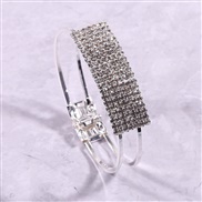 ( Silver)occidental style  brief square bride Rhinestone bangle  noble multilayer zircon fully-jewelled bracelet