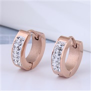 Korean style fashion titanium steel diamond conciseO personality ear stud buckle circle