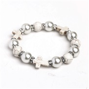 ( white)fashion bracelet Pearl diamond cross turquoise black wind high punk Rock