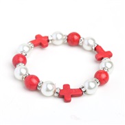 ( red)fashion bracelet Pearl diamond cross turquoise black wind high punk Rock