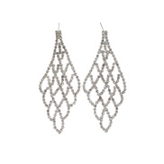 (EZbaik) occidental style  temperament Rhinestone tassel earrings woman elegant fully-jewelled geometry Five-pointed sta