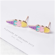 Korean style color retention enamel cartoon earrings  animal fruits ear stud  earrings samll girl student