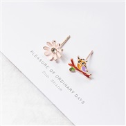 (E  Flower)Korean style color retention enamel cartoon earrings  animal fruits ear stud  earrings samll girl student