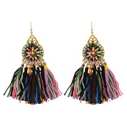 occidental style  ethnic style handmade retro exaggerating tassel brief hollow earring