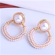 S925 silver  Korean style fashion Metal concise Pearl temperament ear stud