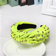 ( Fluorescent green )occidental style fully-jewelled eadband apan and Korea bag Rhinestone medium eadband Cloth woman