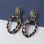 ( black)ins Round Alloy diamond Rhinestone colorful diamond geometry earrings woman occidental style exaggerating arring