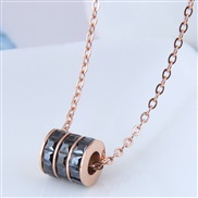 fine Korean style fashion concise circle zircon samll titanium steel personality woman necklace