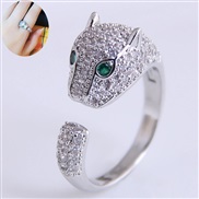 fine Korean style fashion sweetOL concise embed Zirconium leopard personality opening ring