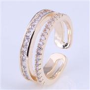 Korean style fashion brief bronze embed Zirconium personality opening ring