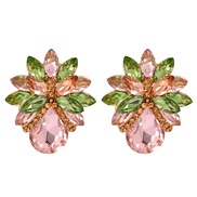 ( Pink) occidental style  fresh flowers bag fully-jewelled temperament woman fashion ear stud