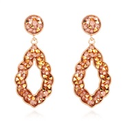 (   )retro Alloy diamond geometry hollow earring   occidental style creative earrings F