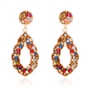 (   )retro Alloy diamond geometry hollow earring   occidental style creative earrings F