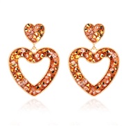 (   )occidental style creative retro Alloy diamond heart-shaped hollow earring   fashion earrings F