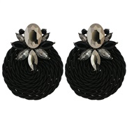 ( black) occidental style fashion personality arring Round ear stud diamond weave earringsearrings