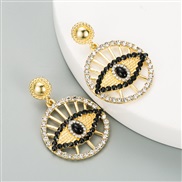 ( black)fashion occidental style Alloy diamond hollow Round Turkey eyes earrings woman trend retro