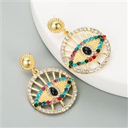 ( Color)fashion occidental style Alloy diamond hollow Round Turkey eyes earrings woman trend retro