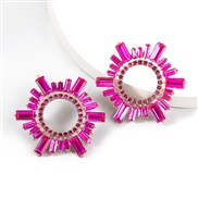 ( rose Red)occidental style creative personality Alloy diamond Rhinestone sun flower earrings woman fashion brief super