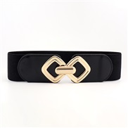 (PU black)Metal buckle Tightness belt lady width Girdle ornament Dress all-Purpose elasticity summer width slim