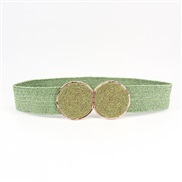 ( green)summer Tightness belt woman Straw Round buckle fashion Girdle ornament Dress multicolor