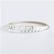 (173cm)( white)lady Double circle all-Purpose leisure belt Rivet super long punk Cowboy classic woman belt