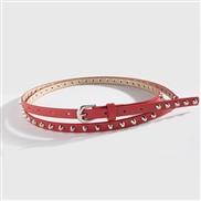 (173cm)( red)lady Double circle all-Purpose leisure belt Rivet super long punk Cowboy classic woman belt