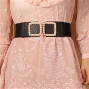 ( black)Pearl buckle Tightness width lady Girdle black sweet elegant woman belt