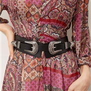 ( black silver buckle) wind retro buckle Tightness width Girdle occidental style fashion Cowboy woman Girdle