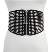 ( Style 1) women belt leisure punk wind ornament Rivet velvet surface elasticity Tightness Girdle big