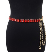 (60-90cm)( red)lady belt brilliant pure color ornament gem crystal mosaic Metal chain chain accessories